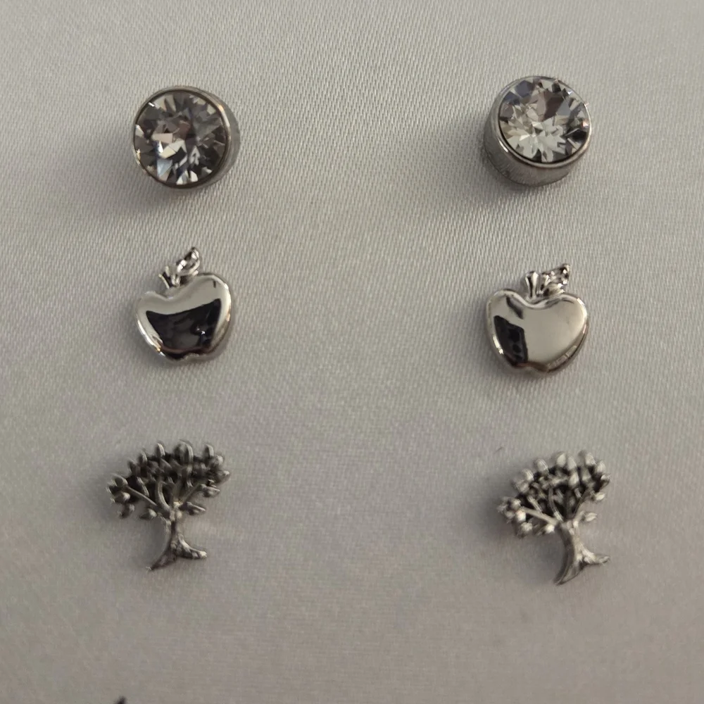 Charming Inspirations Swarovski Crystal Stud Earrings Apple Set of 3 Pairs‎